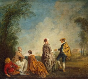 An embarrassing proposal, Antoine Watteau – description of the painting