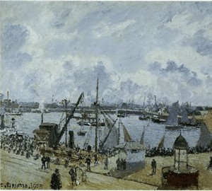 Outport in Le Havre. Promenade Su Amgon. A ship leaving the port – Pissarro, 1903