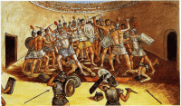 Picture & quot; Battle of the gladiators in the arena & quot;