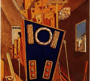 Metaphysical interior with cookies, de Chirico, 1968