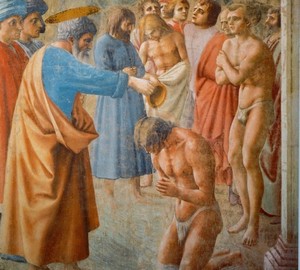 “Peter Baptism of the Neophytes”, Masaccio – description